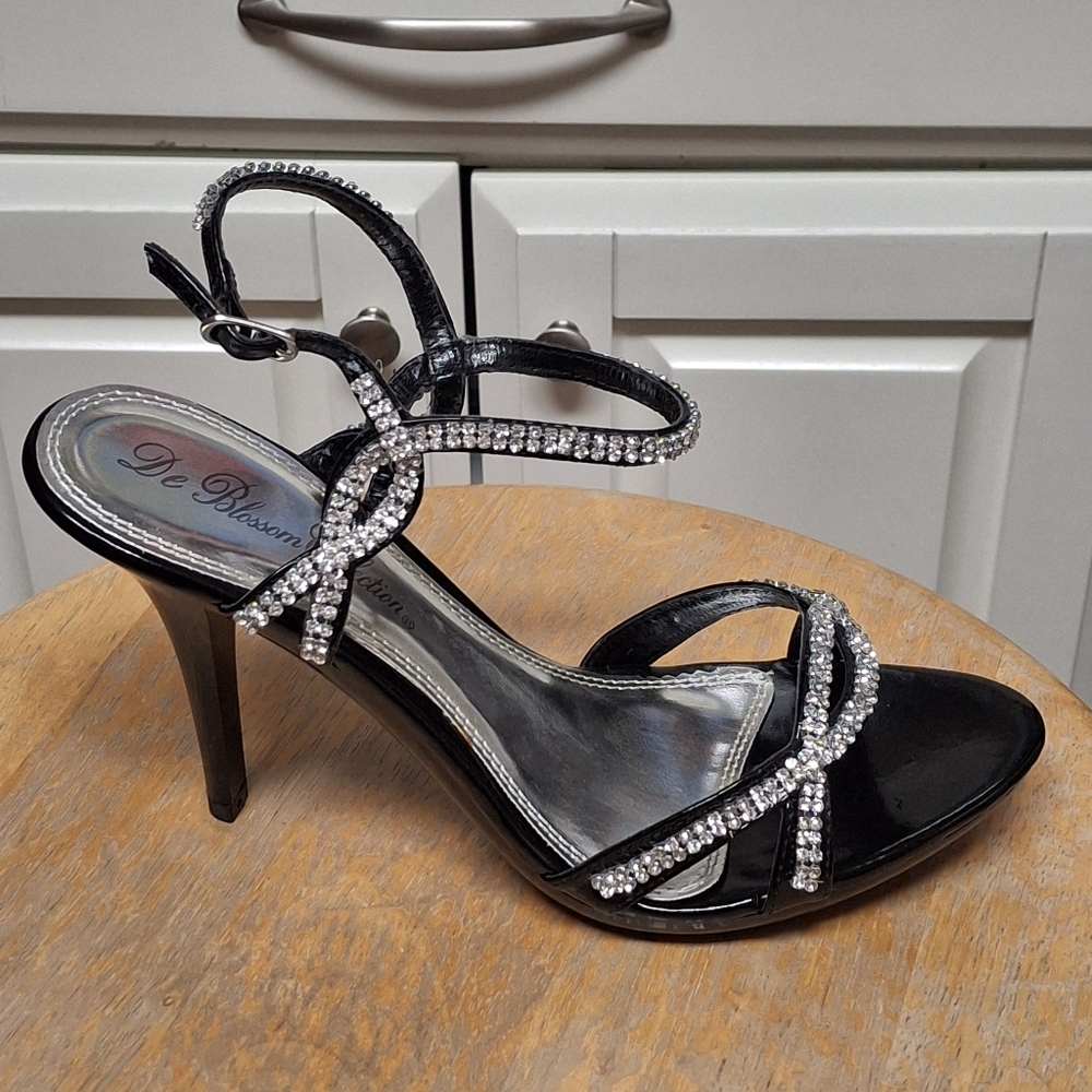 New De Blossom Women's Verona-23 Blk Rhinestone High Heel evening Shoe